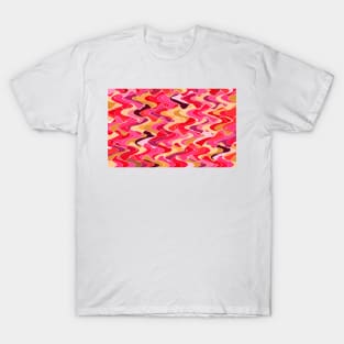 Energy waves, vibrant colors, joyful fuchsia print T-Shirt